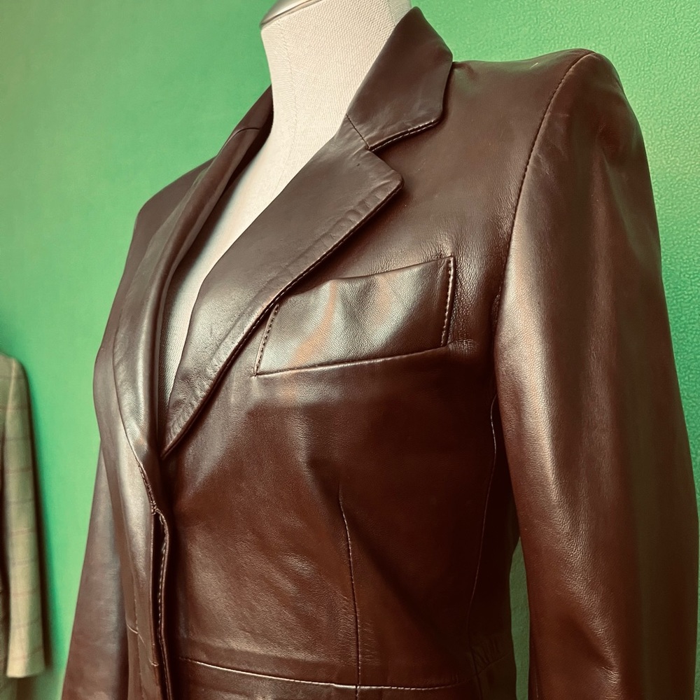 Rachelle Long Brown Leather Coat